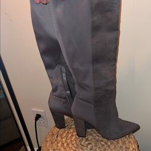 JustFab Charcoal Heeled Boots